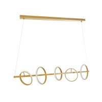 GLOBOSTAR® CIRCOLARE 61322 Μοντέρνο Κρεμαστό Φωτιστικό Οροφής LED 75W 8400lm 360° AC 220-240V IP20 Ρυθμιζόμενο Λευκό CCT με Χειριστήριο από 2700K έως 6000K Dimmable - Lumileds SMD Chip - Χρυσό - Μ120 x Π25 x Υ25cm - 3 Χρόνια Εγγύηση
