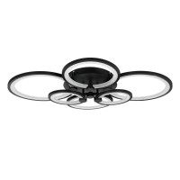 GLOBOSTAR® ROYAL-R 61323 Μοντέρνο Φωτιστικό Οροφής LED 135W 16200lm 360° AC 220-240V IP20 Ρυθμιζόμενο Λευκό CCT με Χειριστήριο από 2700K έως 6000K Dimmable - Lumileds SMD Chip - Μαύρο Ματ - Μ80.5 x Π59 x Υ12cm - 3 Χρόνια Εγγύηση