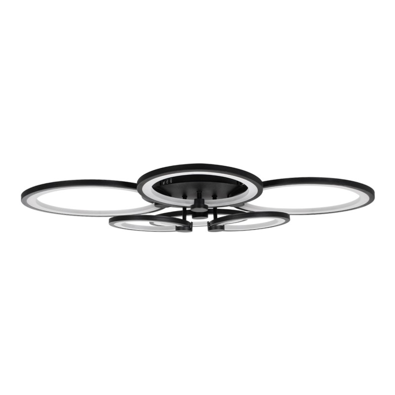 GLOBOSTAR® ROYAL-R 61323 Μοντέρνο Φωτιστικό Οροφής LED 135W 16200lm 360° AC 220-240V IP20 Ρυθμιζόμενο Λευκό CCT με Χειριστήριο από 2700K έως 6000K Dimmable - Lumileds SMD Chip - Μαύρο Ματ - Μ80.5 x Π59 x Υ12cm - 3 Χρόνια Εγγύηση