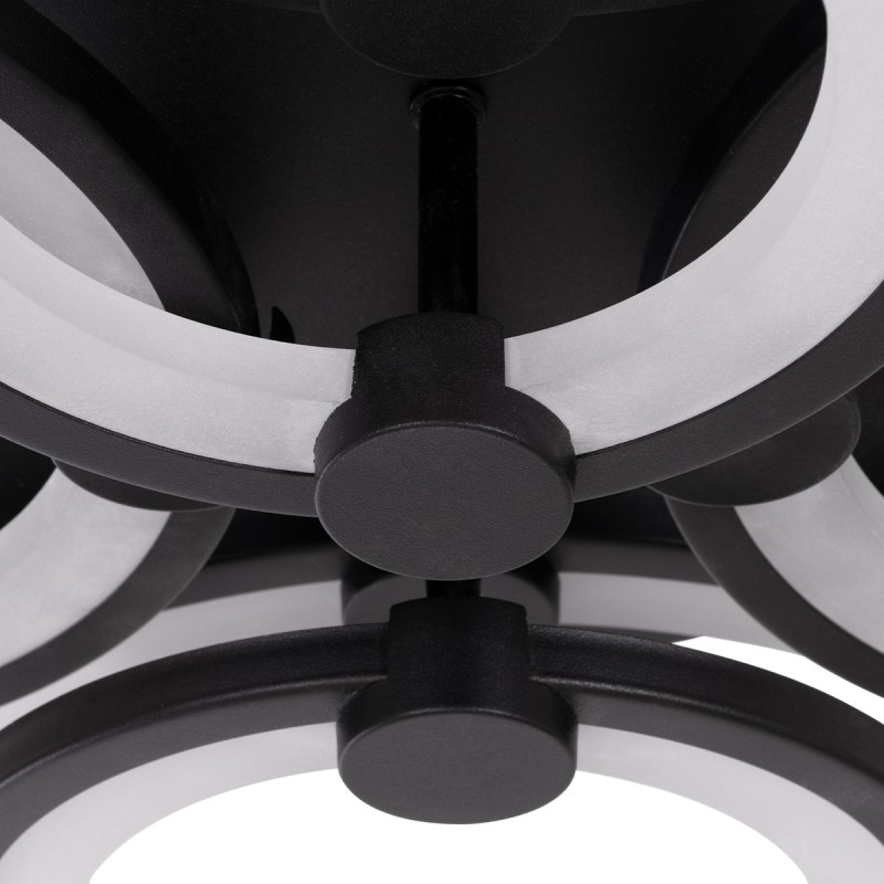 GLOBOSTAR® ROYAL-R 61323 Μοντέρνο Φωτιστικό Οροφής LED 135W 16200lm 360° AC 220-240V IP20 Ρυθμιζόμενο Λευκό CCT με Χειριστήριο από 2700K έως 6000K Dimmable - Lumileds SMD Chip - Μαύρο Ματ - Μ80.5 x Π59 x Υ12cm - 3 Χρόνια Εγγύηση