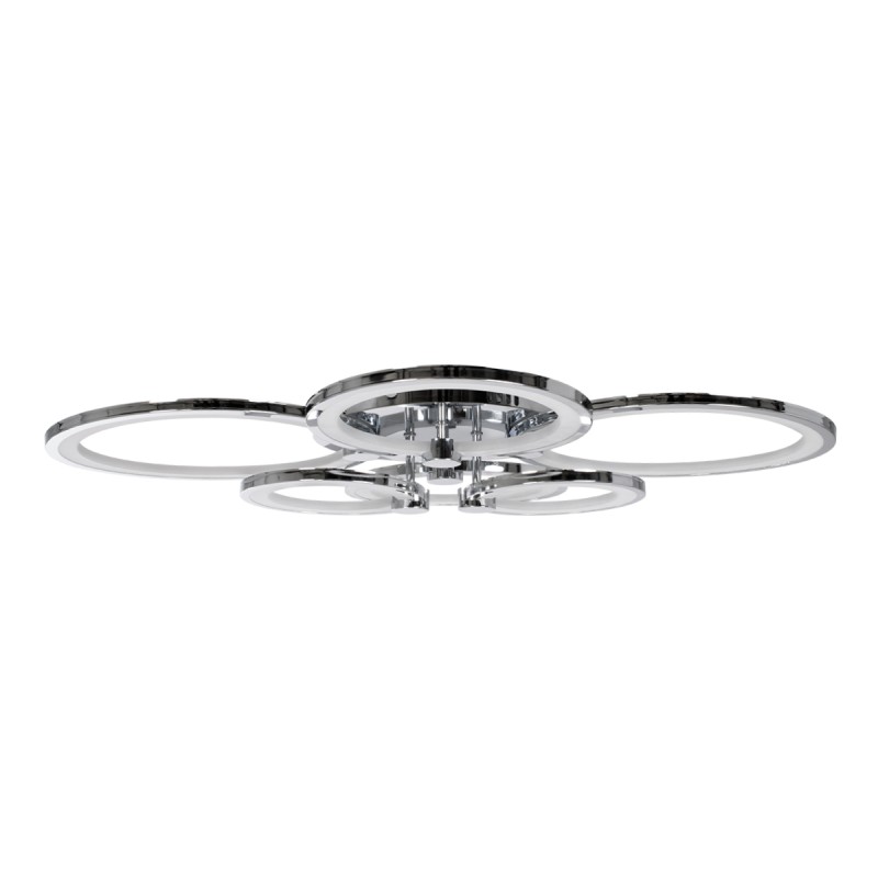 GLOBOSTAR® ROYAL-R 61324 Μοντέρνο Φωτιστικό Οροφής LED 135W 16200lm 360° AC 220-240V IP20 Ρυθμιζόμενο Λευκό CCT με Χειριστήριο από 2700K έως 6000K Dimmable - Lumileds SMD Chip - Ασημί Νίκελ - Μ80.5 x Π59 x Υ12cm - 3 Χρόνια Εγγύηση