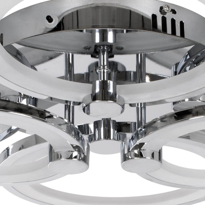 GLOBOSTAR® ROYAL-R 61324 Μοντέρνο Φωτιστικό Οροφής LED 135W 16200lm 360° AC 220-240V IP20 Ρυθμιζόμενο Λευκό CCT με Χειριστήριο από 2700K έως 6000K Dimmable - Lumileds SMD Chip - Ασημί Νίκελ - Μ80.5 x Π59 x Υ12cm - 3 Χρόνια Εγγύηση