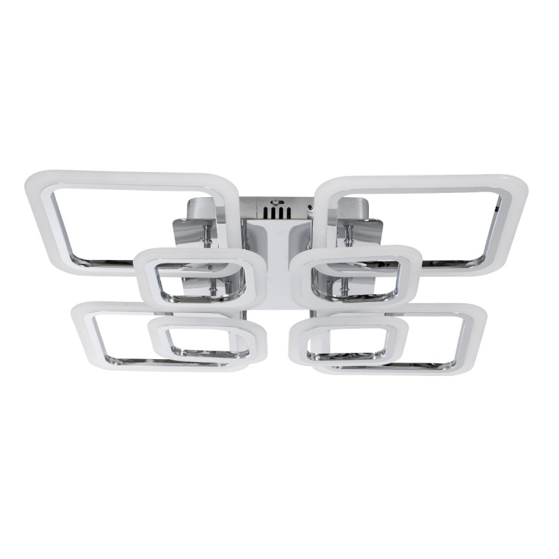 GLOBOSTAR® ROYAL-S 61326 Μοντέρνο Φωτιστικό Οροφής LED 135W 16200lm 360° AC 220-240V IP20 Ρυθμιζόμενο Λευκό CCT με Χειριστήριο από 2700K έως 6000K Dimmable - Lumileds SMD Chip - Ασημί Νίκελ - Μ58.5 x Π58.5 x Υ12cm - 3 Χρόνια Εγγύηση