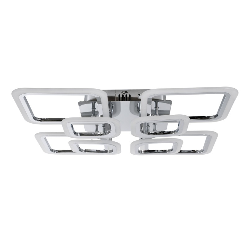 GLOBOSTAR® ROYAL-S 61326 Μοντέρνο Φωτιστικό Οροφής LED 135W 16200lm 360° AC 220-240V IP20 Ρυθμιζόμενο Λευκό CCT με Χειριστήριο από 2700K έως 6000K Dimmable - Lumileds SMD Chip - Ασημί Νίκελ - Μ58.5 x Π58.5 x Υ12cm - 3 Χρόνια Εγγύηση