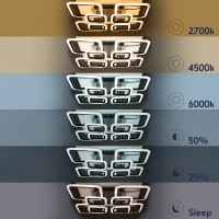 GLOBOSTAR® ROYAL-S 61325 Μοντέρνο Φωτιστικό Οροφής LED 135W 16200lm 360° AC 220-240V IP20 Ρυθμιζόμενο Λευκό CCT με Χειριστήριο από 2700K έως 6000K Dimmable - Lumileds SMD Chip - Μαύρο Ματ - Μ58.5 x Π58.5 x Υ12cm - 3 Χρόνια Εγγύηση