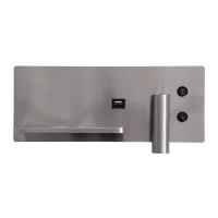 GLOBOSTAR® PALADIN 61355 Μοντέρνο Φωτιστικό Τοίχου - Απλίκα Ξενοδοχείου Reading Light με Φορτιστή USB 3A & Wireless 20W LED 6W 720lm 36° & 360° AC 220-240V IP20 Φυσικό Λευκό 4500K - Bridgelux COB Chip & TÜV SÜD Driver - Νίκελ Βούρτσας - Μ30 x