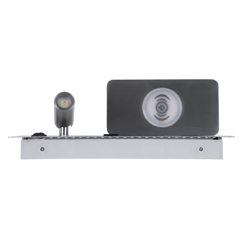 GLOBOSTAR® PALADIN 61355 Μοντέρνο Φωτιστικό Τοίχου - Απλίκα Ξενοδοχείου Reading Light με Φορτιστή USB 3A & Wireless 20W LED 6W 720lm 36° & 360° AC 220-240V IP20 Φυσικό Λευκό 4500K - Bridgelux COB Chip & TÜV SÜD Driver - Νίκελ Βούρτσας - Μ30 x