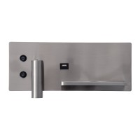 GLOBOSTAR® PALADIN 61356 Μοντέρνο Φωτιστικό Τοίχου - Απλίκα Ξενοδοχείου Reading Light με Φορτιστή USB 3A & Wireless 20W LED 6W 720lm 36° & 360° AC 220-240V IP20 Φυσικό Λευκό 4500K - Bridgelux COB Chip & TÜV SÜD Driver - Νίκελ Βούρτσας - Μ30 x