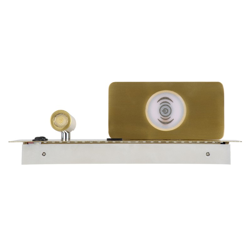 GLOBOSTAR® PALADIN 61357 Μοντέρνο Φωτιστικό Τοίχου - Απλίκα Ξενοδοχείου Reading Light με Φορτιστή USB 3A & Wireless 20W LED 6W 720lm 36° & 360° AC 220-240V IP20 Φυσικό Λευκό 4500K - Bridgelux COB Chip & TÜV SÜD Driver - Χρυσό Βούρτσας - Μ30 x