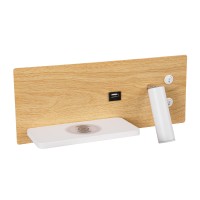 GLOBOSTAR® PALADIN 61359 Μοντέρνο Φωτιστικό Τοίχου - Απλίκα Ξενοδοχείου Reading Light με Φορτιστή USB 3A & Wireless 20W LED 6W 720lm 36° & 360° AC 220-240V IP20 Φυσικό Λευκό 4500K - Bridgelux COB Chip & TÜV SÜD Driver - Μπεζ & Λευκό - Μ30