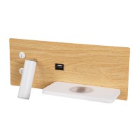 GLOBOSTAR® PALADIN 61360 Μοντέρνο Φωτιστικό Τοίχου - Απλίκα Ξενοδοχείου Reading Light με Φορτιστή USB 3A & Wireless 20W LED 6W 720lm 36° & 360° AC 220-240V IP20 Φυσικό Λευκό 4500K - Bridgelux COB Chip & TÜV SÜD Driver - Μπεζ & Λευκό - Μ30