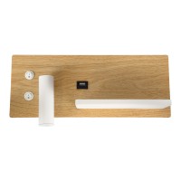 GLOBOSTAR® PALADIN 61360 Μοντέρνο Φωτιστικό Τοίχου - Απλίκα Ξενοδοχείου Reading Light με Φορτιστή USB 3A & Wireless 20W LED 6W 720lm 36° & 360° AC 220-240V IP20 Φυσικό Λευκό 4500K - Bridgelux COB Chip & TÜV SÜD Driver - Μπεζ & Λευκό - Μ30
