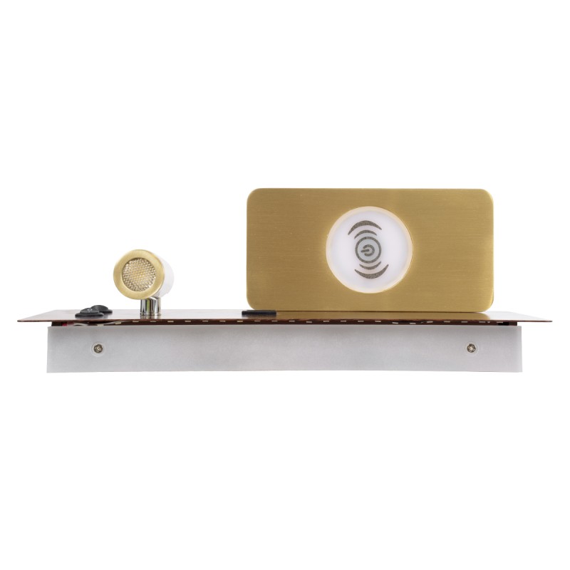 GLOBOSTAR® PALADIN 61361 Μοντέρνο Φωτιστικό Τοίχου - Απλίκα Ξενοδοχείου Reading Light με Φορτιστή USB 3A & Wireless 20W LED 6W 720lm 36° & 360° AC 220-240V IP20 Φυσικό Λευκό 4500K - Bridgelux COB Chip & TÜV SÜD Driver - Καφέ & Χρυσό Βούρτσ