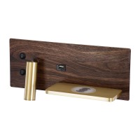 GLOBOSTAR® PALADIN 61362 Μοντέρνο Φωτιστικό Τοίχου - Απλίκα Ξενοδοχείου Reading Light με Φορτιστή USB 3A & Wireless 20W LED 6W 720lm 36° & 360° AC 220-240V IP20 Φυσικό Λευκό 4500K - Bridgelux COB Chip & TÜV SÜD Driver - Καφέ & Χρυσό Βούρτσ