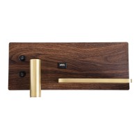 GLOBOSTAR® PALADIN 61362 Μοντέρνο Φωτιστικό Τοίχου - Απλίκα Ξενοδοχείου Reading Light με Φορτιστή USB 3A & Wireless 20W LED 6W 720lm 36° & 360° AC 220-240V IP20 Φυσικό Λευκό 4500K - Bridgelux COB Chip & TÜV SÜD Driver - Καφέ & Χρυσό Βούρτσ