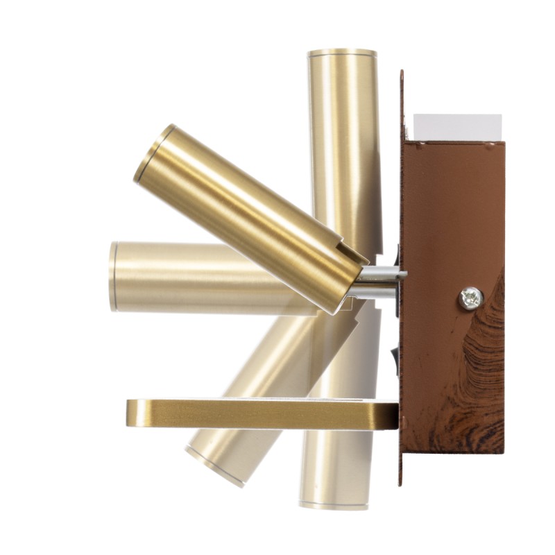 GLOBOSTAR® PALADIN 61362 Μοντέρνο Φωτιστικό Τοίχου - Απλίκα Ξενοδοχείου Reading Light με Φορτιστή USB 3A & Wireless 20W LED 6W 720lm 36° & 360° AC 220-240V IP20 Φυσικό Λευκό 4500K - Bridgelux COB Chip & TÜV SÜD Driver - Καφέ & Χρυσό Βούρτσ