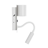 GLOBOSTAR® IBIS 61368 Μοντέρνο Φωτιστικό Τοίχου - Απλίκα Ξενοδοχείου Reading Light με Φορτιστή USB 3A LED 10W 1100lm 36° & 360° AC 220-240V IP20 Φυσικό Λευκό 4500K - Bridgelux COB Chip & TÜV SÜD Driver - Λευκό Ματ - Μ10 x Π6.1 x Υ18cm - 3 Χρόνια Ε