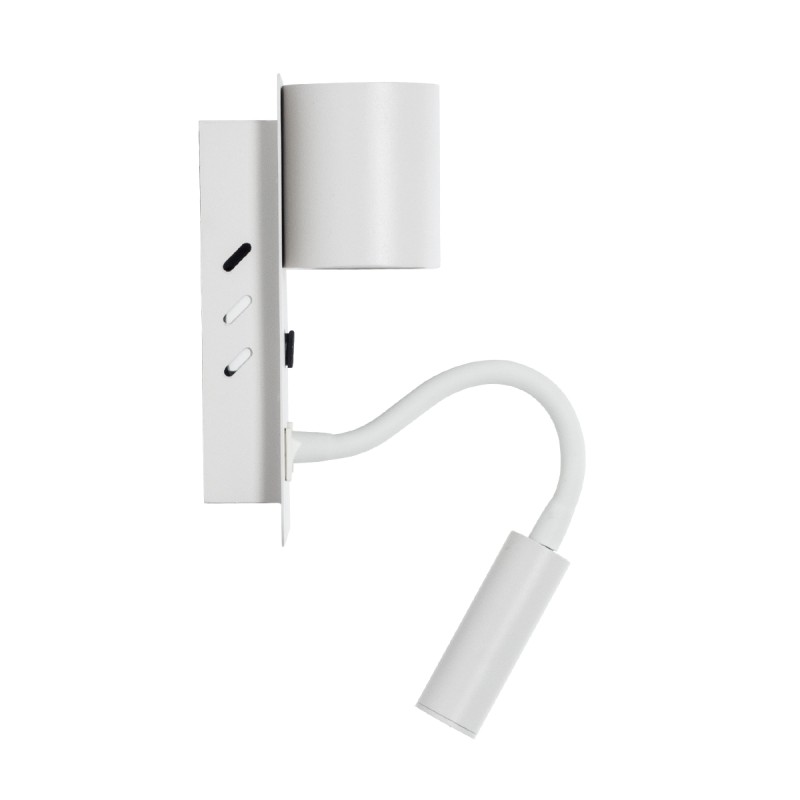 GLOBOSTAR® IBIS 61368 Μοντέρνο Φωτιστικό Τοίχου - Απλίκα Ξενοδοχείου Reading Light με Φορτιστή USB 3A LED 10W 1100lm 36° & 360° AC 220-240V IP20 Φυσικό Λευκό 4500K - Bridgelux COB Chip & TÜV SÜD Driver - Λευκό Ματ - Μ10 x Π6.1 x Υ18cm - 3 Χρόνια Ε