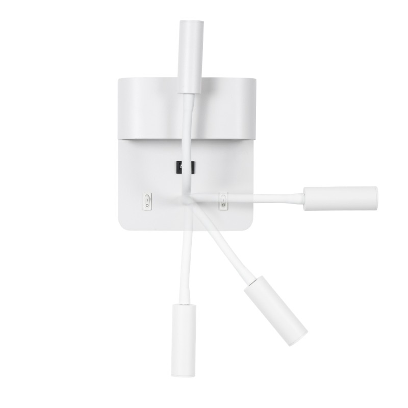 GLOBOSTAR® IBIS 61368 Μοντέρνο Φωτιστικό Τοίχου - Απλίκα Ξενοδοχείου Reading Light με Φορτιστή USB 3A LED 10W 1100lm 36° & 360° AC 220-240V IP20 Φυσικό Λευκό 4500K - Bridgelux COB Chip & TÜV SÜD Driver - Λευκό Ματ - Μ10 x Π6.1 x Υ18cm - 3 Χρόνια Ε