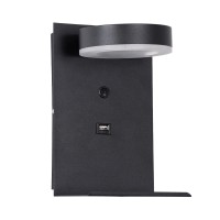 GLOBOSTAR® CROWN 61370 Μοντέρνο Φωτιστικό Τοίχου - Απλίκα Ξενοδοχείου Reading Light με Φορτιστή USB 3A LED 5W 550lm 120° AC 220-240V IP20 Φυσικό Λευκό 4500K - Bridgelux COB Chip & TÜV SÜD Driver - Μαύρο Ματ - Μ15 x Π15 x Υ23cm - 3 Χρόνια Εγγύηση
