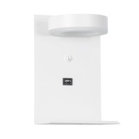 GLOBOSTAR® CROWN 61371 Μοντέρνο Φωτιστικό Τοίχου - Απλίκα Ξενοδοχείου Reading Light με Φορτιστή USB 3A LED 5W 550lm 120° AC 220-240V IP20 Φυσικό Λευκό 4500K - Bridgelux COB Chip & TÜV SÜD Driver - Λευκό Ματ - Μ15 x Π15 x Υ23cm - 3 Χρόνια Εγγύηση
