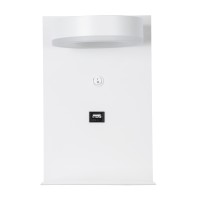 GLOBOSTAR® CROWN 61371 Μοντέρνο Φωτιστικό Τοίχου - Απλίκα Ξενοδοχείου Reading Light με Φορτιστή USB 3A LED 5W 550lm 120° AC 220-240V IP20 Φυσικό Λευκό 4500K - Bridgelux COB Chip & TÜV SÜD Driver - Λευκό Ματ - Μ15 x Π15 x Υ23cm - 3 Χρόνια Εγγύηση