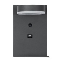 GLOBOSTAR® CROWN 61372 Μοντέρνο Φωτιστικό Τοίχου - Απλίκα Ξενοδοχείου Reading Light με Φορτιστή USB 3A LED 5W 550lm 120° AC 220-240V IP20 Φυσικό Λευκό 4500K - Bridgelux COB Chip & TÜV SÜD Driver - Γκρι Ανθρακί Ματ - Μ15 x Π15 x Υ23cm - 3 Χρόνια Εγγύησ