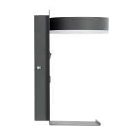 GLOBOSTAR® CROWN 61372 Μοντέρνο Φωτιστικό Τοίχου - Απλίκα Ξενοδοχείου Reading Light με Φορτιστή USB 3A LED 5W 550lm 120° AC 220-240V IP20 Φυσικό Λευκό 4500K - Bridgelux COB Chip & TÜV SÜD Driver - Γκρι Ανθρακί Ματ - Μ15 x Π15 x Υ23cm - 3 Χρόνια Εγγύησ