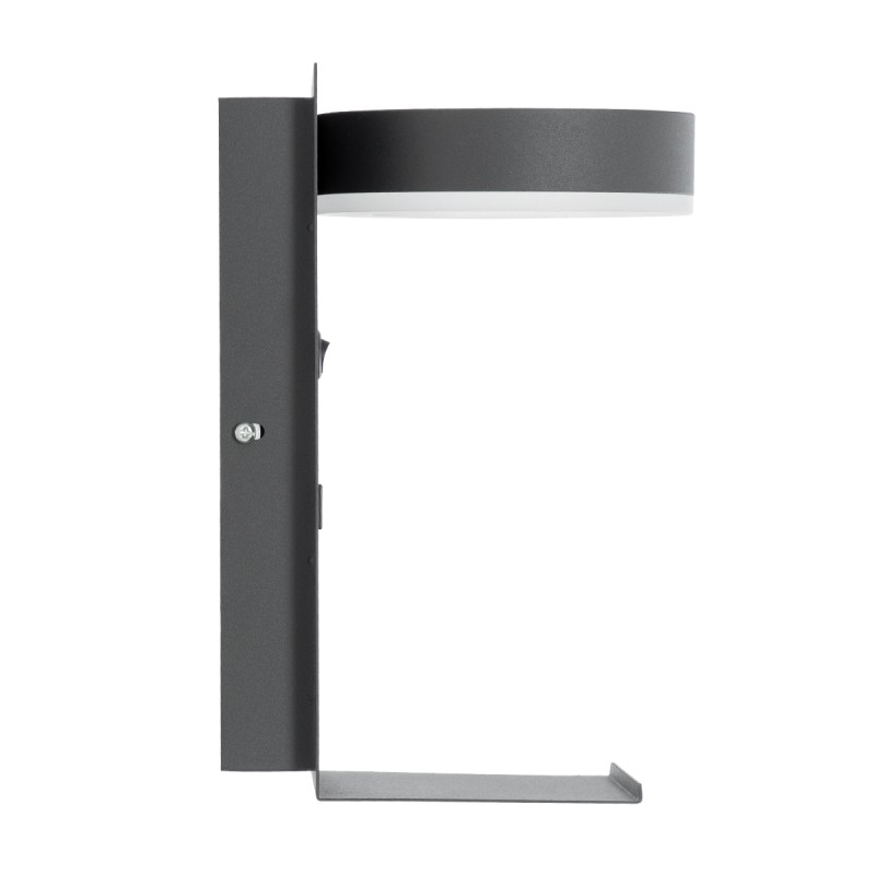 GLOBOSTAR® CROWN 61372 Μοντέρνο Φωτιστικό Τοίχου - Απλίκα Ξενοδοχείου Reading Light με Φορτιστή USB 3A LED 5W 550lm 120° AC 220-240V IP20 Φυσικό Λευκό 4500K - Bridgelux COB Chip & TÜV SÜD Driver - Γκρι Ανθρακί Ματ - Μ15 x Π15 x Υ23cm - 3 Χρόνια Εγγύησ