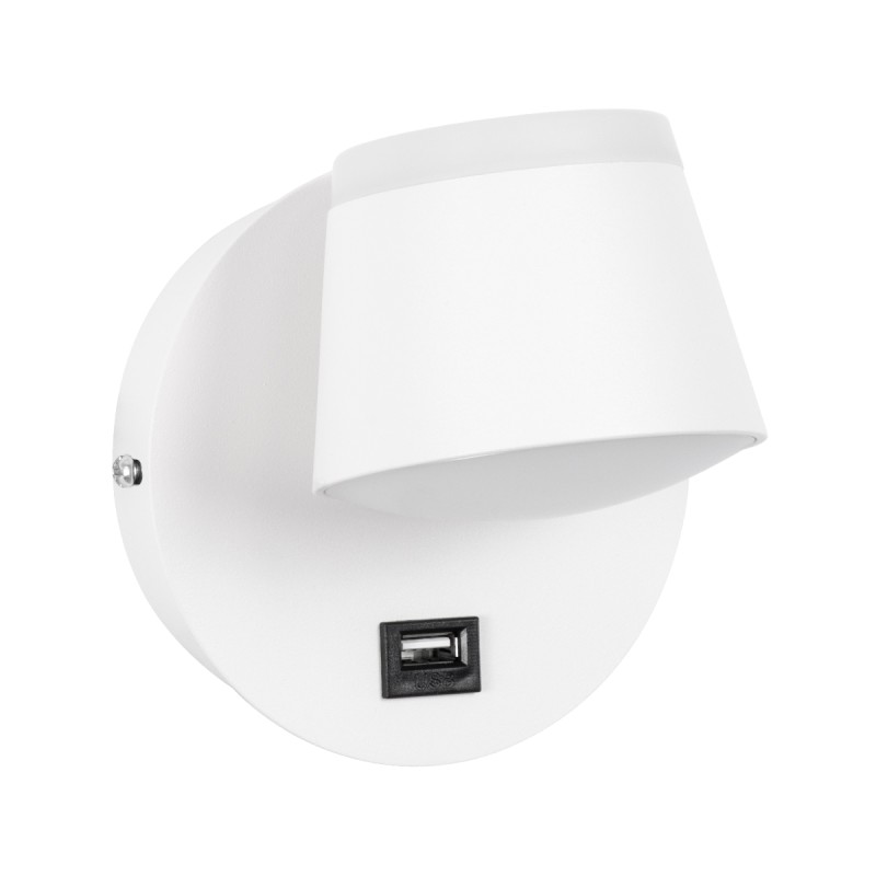 GLOBOSTAR® REGENCY 61374 Μοντέρνο Φωτιστικό Τοίχου - Απλίκα Ξενοδοχείου Reading Light με Φορτιστή USB 3A LED 8W 920lm 120° AC 220-240V IP20 Φυσικό Λευκό 4500K - Bridgelux SMD Chip & TÜV SÜD Driver - Λευκό Ματ - Μ12 x Π12 x Υ13cm - 3 Χρόνια Εγγύηση
