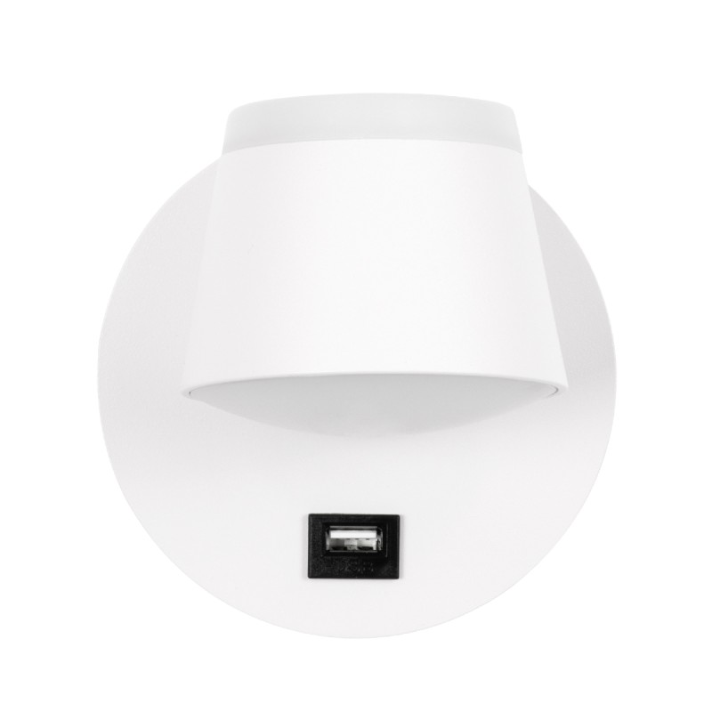 GLOBOSTAR® REGENCY 61374 Μοντέρνο Φωτιστικό Τοίχου - Απλίκα Ξενοδοχείου Reading Light με Φορτιστή USB 3A LED 8W 920lm 120° AC 220-240V IP20 Φυσικό Λευκό 4500K - Bridgelux SMD Chip & TÜV SÜD Driver - Λευκό Ματ - Μ12 x Π12 x Υ13cm - 3 Χρόνια Εγγύηση