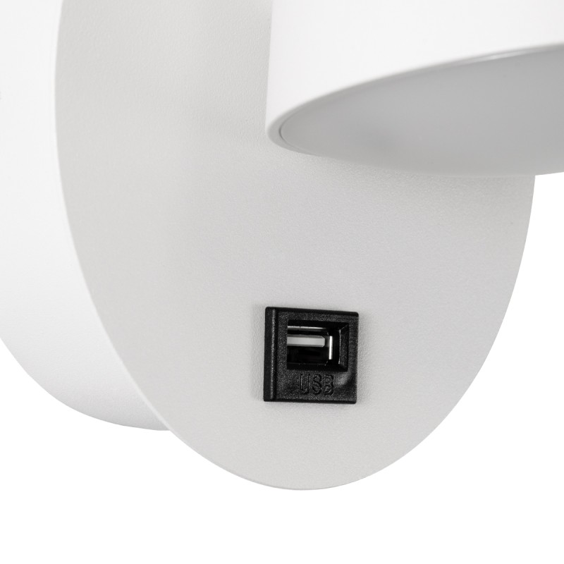 GLOBOSTAR® REGENCY 61374 Μοντέρνο Φωτιστικό Τοίχου - Απλίκα Ξενοδοχείου Reading Light με Φορτιστή USB 3A LED 8W 920lm 120° AC 220-240V IP20 Φυσικό Λευκό 4500K - Bridgelux SMD Chip & TÜV SÜD Driver - Λευκό Ματ - Μ12 x Π12 x Υ13cm - 3 Χρόνια Εγγύηση