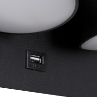 GLOBOSTAR® REGENCY 61376 Μοντέρνο Φωτιστικό Τοίχου - Απλίκα Ξενοδοχείου Reading Light με Φορτιστή USB 3A LED 16W 1840lm 120° AC 220-240V IP20 Φυσικό Λευκό 4500K - Bridgelux SMD Chip & TÜV SÜD Driver - Μαύρο Ματ - Μ16.5 x Π12 x Υ10cm - 3 Χρόνια Εγγύηση