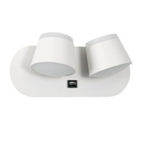 GLOBOSTAR® REGENCY 61377 Μοντέρνο Φωτιστικό Τοίχου - Απλίκα Ξενοδοχείου Reading Light με Φορτιστή USB 3A LED 16W 1840lm 120° AC 220-240V IP20 Φυσικό Λευκό 4500K - Bridgelux SMD Chip & TÜV SÜD Driver - Λευκό Ματ - Μ16.5 x Π12 x Υ10cm - 3 Χρόνια Εγγύηση