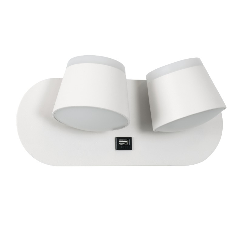 GLOBOSTAR® REGENCY 61377 Μοντέρνο Φωτιστικό Τοίχου - Απλίκα Ξενοδοχείου Reading Light με Φορτιστή USB 3A LED 16W 1840lm 120° AC 220-240V IP20 Φυσικό Λευκό 4500K - Bridgelux SMD Chip & TÜV SÜD Driver - Λευκό Ματ - Μ16.5 x Π12 x Υ10cm - 3 Χρόνια Εγγύηση