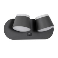 GLOBOSTAR® REGENCY 61378 Μοντέρνο Φωτιστικό Τοίχου - Απλίκα Ξενοδοχείου Reading Light με Φορτιστή USB 3A LED 16W 1840lm 120° AC 220-240V IP20 Φυσικό Λευκό 4500K - Bridgelux SMD Chip & TÜV SÜD Driver - Γκρι Ανθρακί Ματ - Μ16.5 x Π12 x Υ10cm - 3 Χρόνια