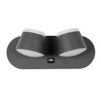 GLOBOSTAR® REGENCY 61378 Μοντέρνο Φωτιστικό Τοίχου - Απλίκα Ξενοδοχείου Reading Light με Φορτιστή USB 3A LED 16W 1840lm 120° AC 220-240V IP20 Φυσικό Λευκό 4500K - Bridgelux SMD Chip & TÜV SÜD Driver - Γκρι Ανθρακί Ματ - Μ16.5 x Π12 x Υ10cm - 3 Χρόνια