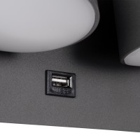GLOBOSTAR® REGENCY 61378 Μοντέρνο Φωτιστικό Τοίχου - Απλίκα Ξενοδοχείου Reading Light με Φορτιστή USB 3A LED 16W 1840lm 120° AC 220-240V IP20 Φυσικό Λευκό 4500K - Bridgelux SMD Chip & TÜV SÜD Driver - Γκρι Ανθρακί Ματ - Μ16.5 x Π12 x Υ10cm - 3 Χρόνια