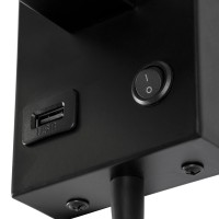 GLOBOSTAR® ROULETTE-S 61382 Μοντέρνο Φωτιστικό Τοίχου - Απλίκα Ξενοδοχείου Reading Light με Φορτιστή USB 3A & Ντουί 1 x E27 LED 3W 360lm 36° & 360° AC 220-240V IP20 Φυσικό Λευκό 4500K - Bridgelux COB Chip & TÜV SÜD Driver - Μαύρο & Μπεζ -