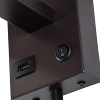 GLOBOSTAR® ROULETTE-S 61384 Μοντέρνο Φωτιστικό Τοίχου - Απλίκα Ξενοδοχείου Reading Light με Φορτιστή USB 3A & Ντουί 1 x E27 LED 3W 360lm 36° & 360° AC 220-240V IP20 Φυσικό Λευκό 4500K - Bridgelux COB Chip & TÜV SÜD Driver - Καφέ & Μπεζ - Μ