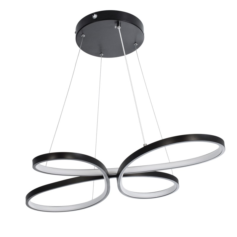 GLOBOSTAR® BUTTERFLY 61391 Μοντέρνο Κρεμαστό Φωτιστικό Οροφής LED 75W 8400lm 300° AC 220-240V IP20 Ρυθμιζόμενο Λευκό CCT με Χειριστήριο από 2700K έως 6000K Dimmable - Lumileds SMD Chip - Μαύρο Ματ - Μ70 x Π55 x Υ4cm - 3 Χρόνια Εγγύηση