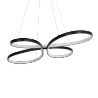 GLOBOSTAR® BUTTERFLY 61391 Μοντέρνο Κρεμαστό Φωτιστικό Οροφής LED 75W 8400lm 300° AC 220-240V IP20 Ρυθμιζόμενο Λευκό CCT με Χειριστήριο από 2700K έως 6000K Dimmable - Lumileds SMD Chip - Μαύρο Ματ - Μ70 x Π55 x Υ4cm - 3 Χρόνια Εγγύηση