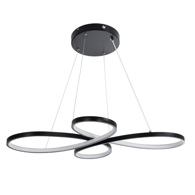 GLOBOSTAR® BUTTERFLY 61391 Μοντέρνο Κρεμαστό Φωτιστικό Οροφής LED 75W 8400lm 300° AC 220-240V IP20 Ρυθμιζόμενο Λευκό CCT με Χειριστήριο από 2700K έως 6000K Dimmable - Lumileds SMD Chip - Μαύρο Ματ - Μ70 x Π55 x Υ4cm - 3 Χρόνια Εγγύηση