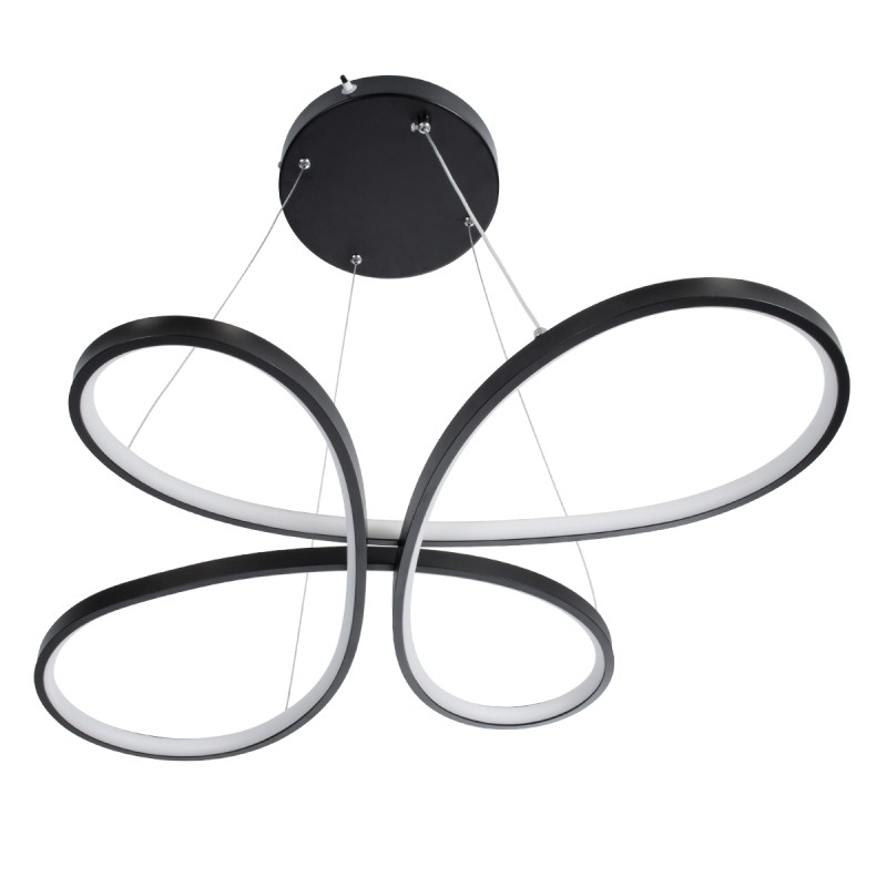 GLOBOSTAR® BUTTERFLY 61391 Μοντέρνο Κρεμαστό Φωτιστικό Οροφής LED 75W 8400lm 300° AC 220-240V IP20 Ρυθμιζόμενο Λευκό CCT με Χειριστήριο από 2700K έως 6000K Dimmable - Lumileds SMD Chip - Μαύρο Ματ - Μ70 x Π55 x Υ4cm - 3 Χρόνια Εγγύηση