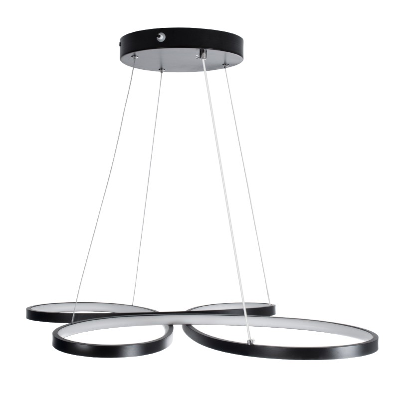 GLOBOSTAR® BUTTERFLY 61391 Μοντέρνο Κρεμαστό Φωτιστικό Οροφής LED 75W 8400lm 300° AC 220-240V IP20 Ρυθμιζόμενο Λευκό CCT με Χειριστήριο από 2700K έως 6000K Dimmable - Lumileds SMD Chip - Μαύρο Ματ - Μ70 x Π55 x Υ4cm - 3 Χρόνια Εγγύηση
