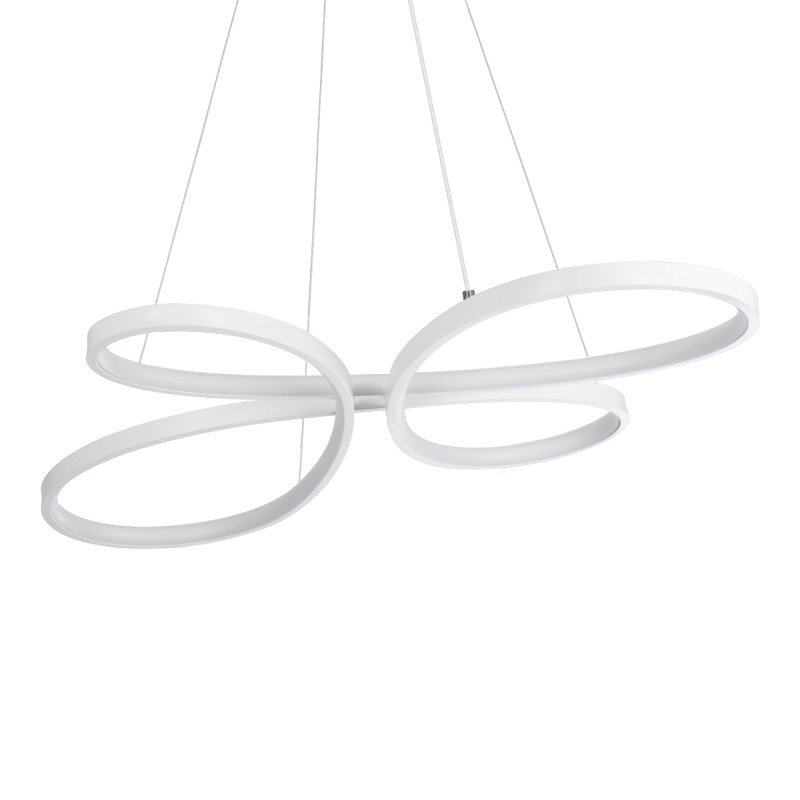 GLOBOSTAR® BUTTERFLY 61392 Μοντέρνο Κρεμαστό Φωτιστικό Οροφής LED 75W 8400lm 300° AC 220-240V IP20 Ρυθμιζόμενο Λευκό CCT με Χειριστήριο από 2700K έως 6000K Dimmable - Lumileds SMD Chip - Λευκό Ματ - Μ70 x Π55 x Υ4cm - 3 Χρόνια Εγγύηση