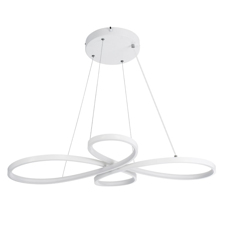 GLOBOSTAR® BUTTERFLY 61392 Μοντέρνο Κρεμαστό Φωτιστικό Οροφής LED 75W 8400lm 300° AC 220-240V IP20 Ρυθμιζόμενο Λευκό CCT με Χειριστήριο από 2700K έως 6000K Dimmable - Lumileds SMD Chip - Λευκό Ματ - Μ70 x Π55 x Υ4cm - 3 Χρόνια Εγγύηση