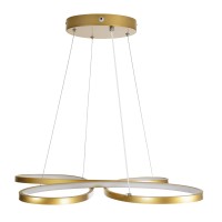 GLOBOSTAR® BUTTERFLY 61393 Μοντέρνο Κρεμαστό Φωτιστικό Οροφής LED 75W 8400lm 300° AC 220-240V IP20 Ρυθμιζόμενο Λευκό CCT με Χειριστήριο από 2700K έως 6000K Dimmable - Lumileds SMD Chip - Χρυσό Βούρτσας - Μ70 x Π55 x Υ4cm - 3 Χρόνια Εγγύηση