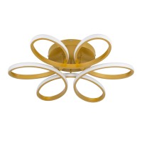GLOBOSTAR® MARGARET 61403 Μοντέρνο Φωτιστικό Οροφής LED 54W 6210lm 360° AC 220-240V IP20 Ρυθμιζόμενο Λευκό CCT με Χειριστήριο από 2700K έως 6000K Dimmable - Lumileds SMD Chip - Χρυσό Βούρτσας - Μ57 x Π57 x Υ12cm - 3 Χρόνια Εγγύηση