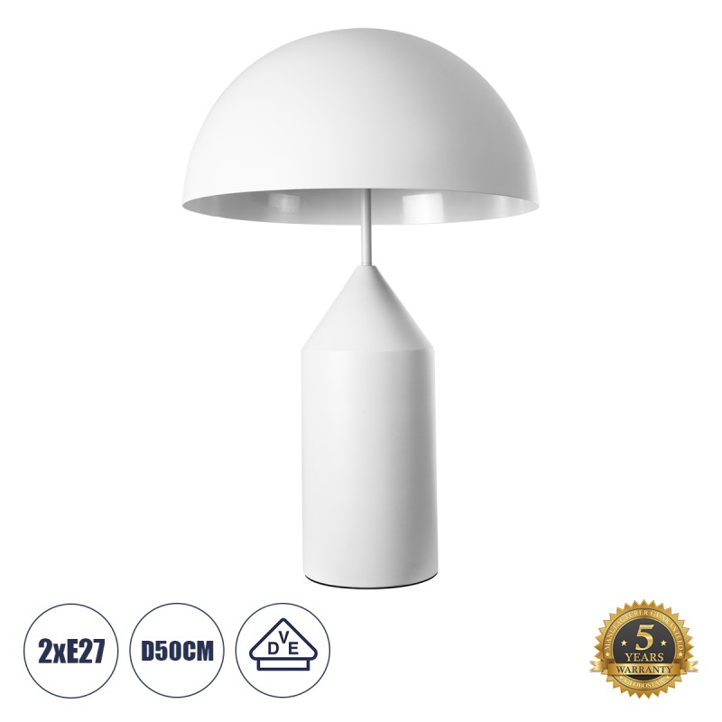 GLOBOSTAR® URANUS-L 61458 Μοντέρνο Επιτραπέζιο Φωτιστικό Πορτατίφ με Ντουί 2 x E27 AC 220-240V IP20 - Λευκό - Μ50 x Π50 x Υ77cm